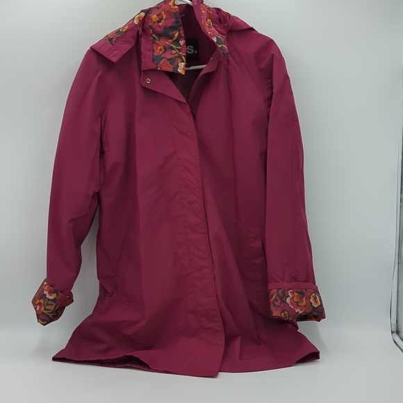 totes Jackets & Blazers - Vintage Totes Rain Jacket Lightweight Floral Trim Magenta Waterproof Medium